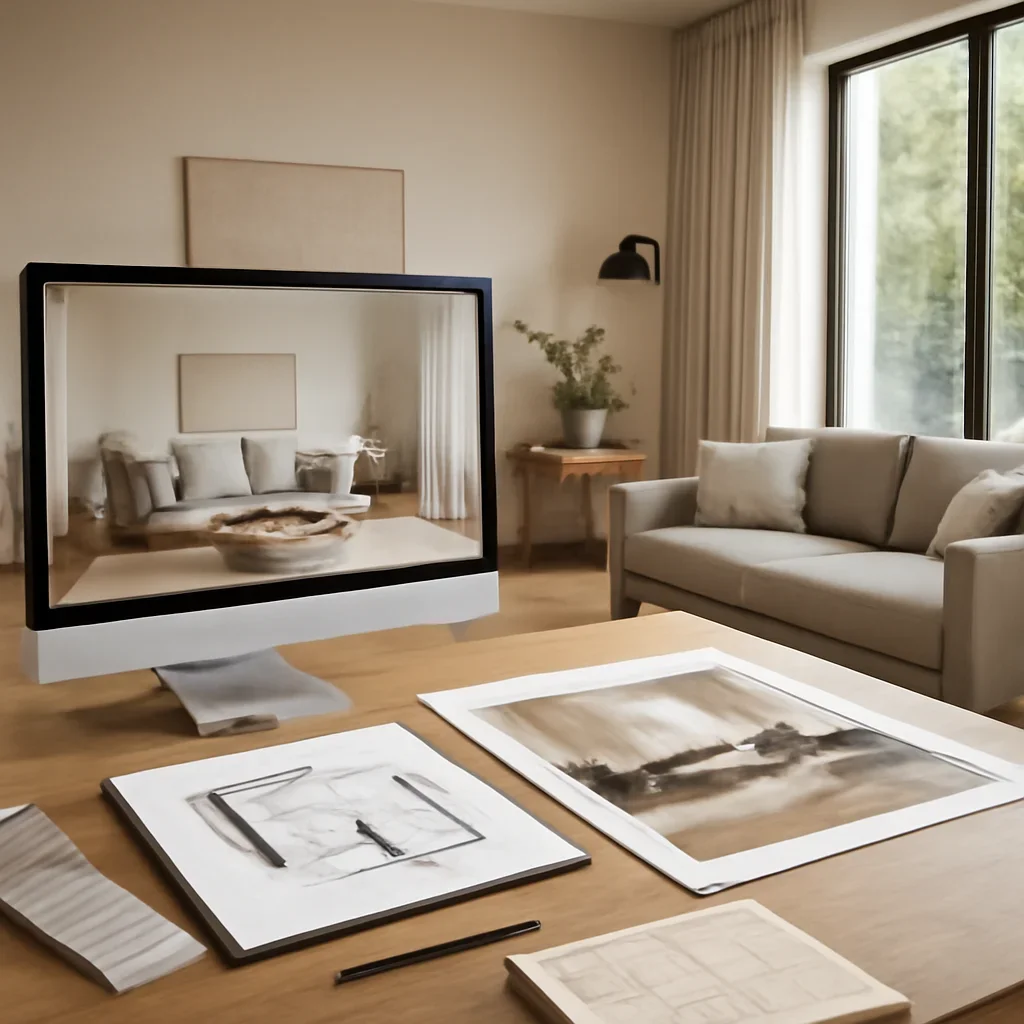 3D Interior Rendering workflow and design deliverables in a polished interior setting