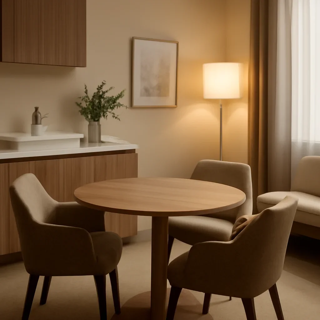 Warm consultation setting for a Clinic Interior Design project