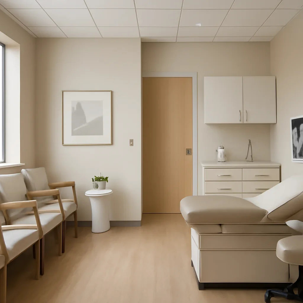 Clinic Interior Design layout and design details shown in a realistic interior scene
