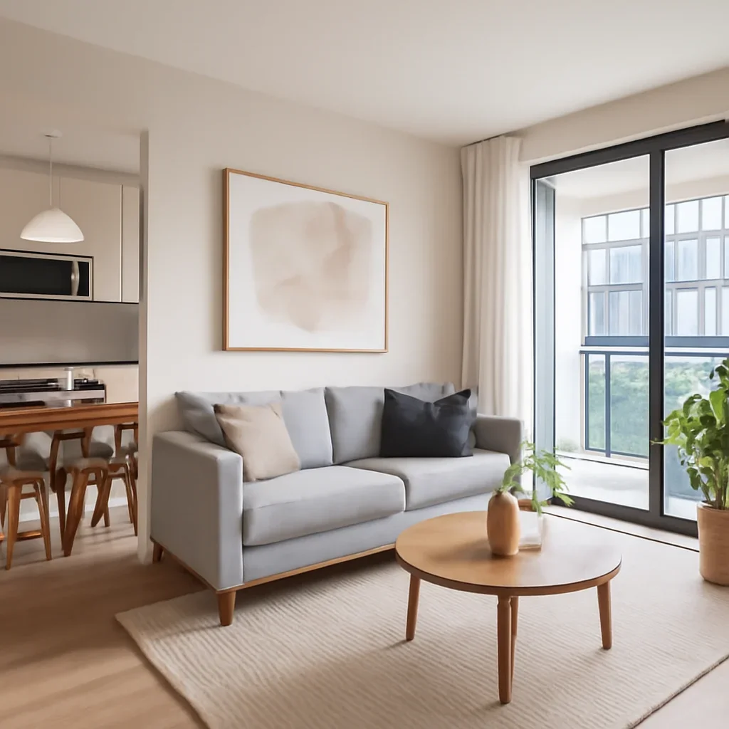 Condo Interior Design layout and design details shown in a realistic interior scene
