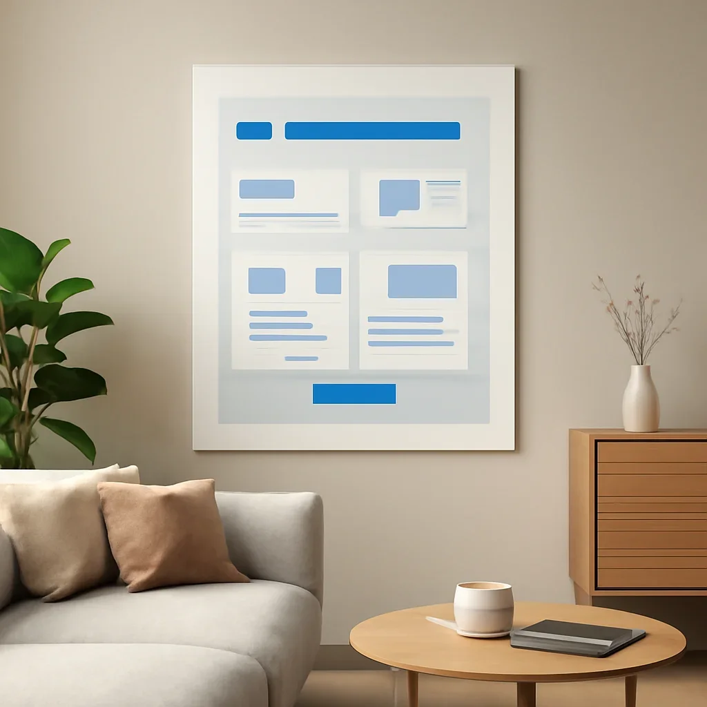 Developer Marketing Design layout and design details shown in a realistic interior scene