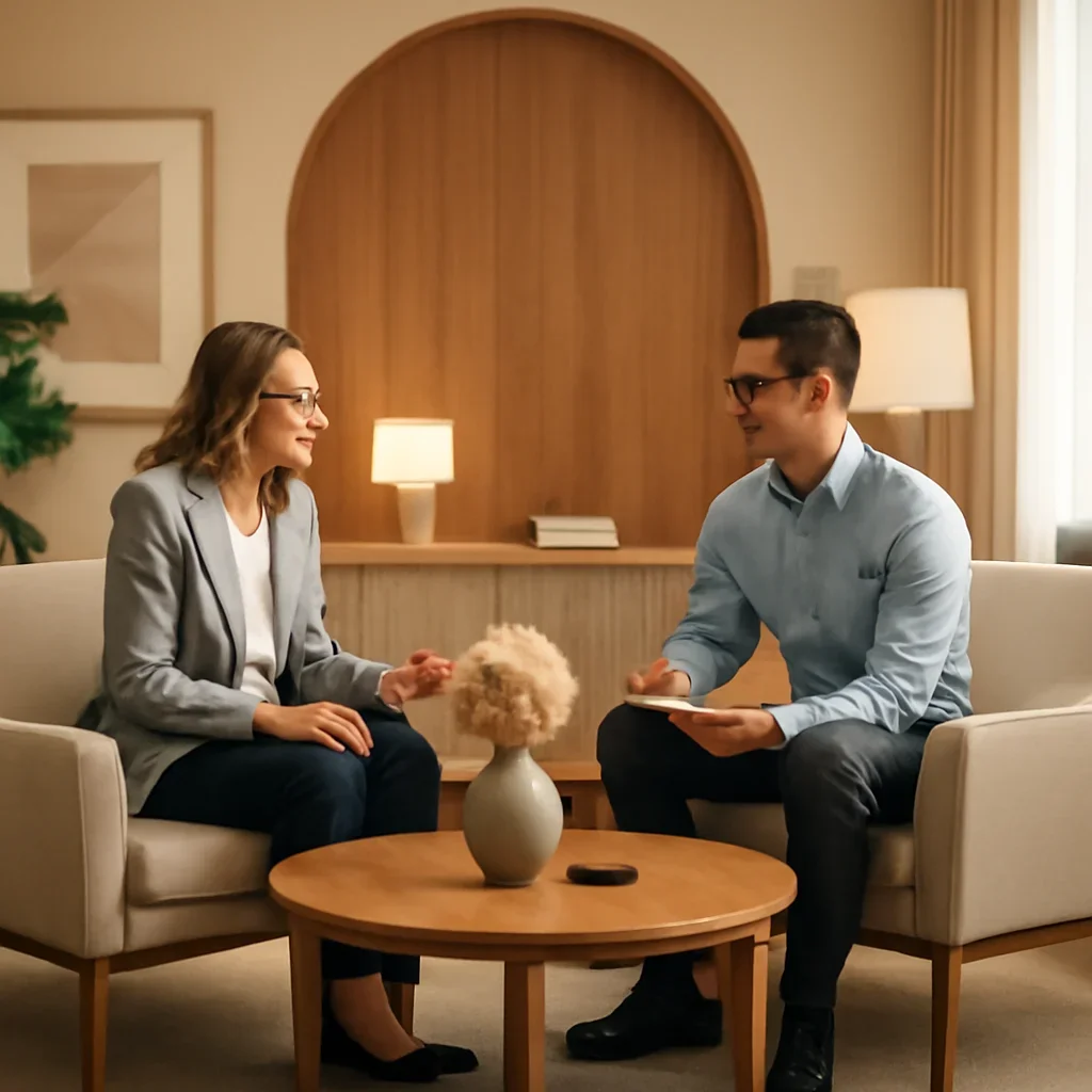 Professional consultation setting for healthcare interior design planning