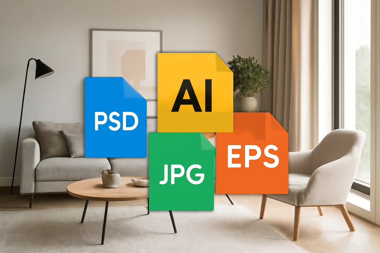 Editorial image for article interior design file formats explained in a modern interior or digital design context