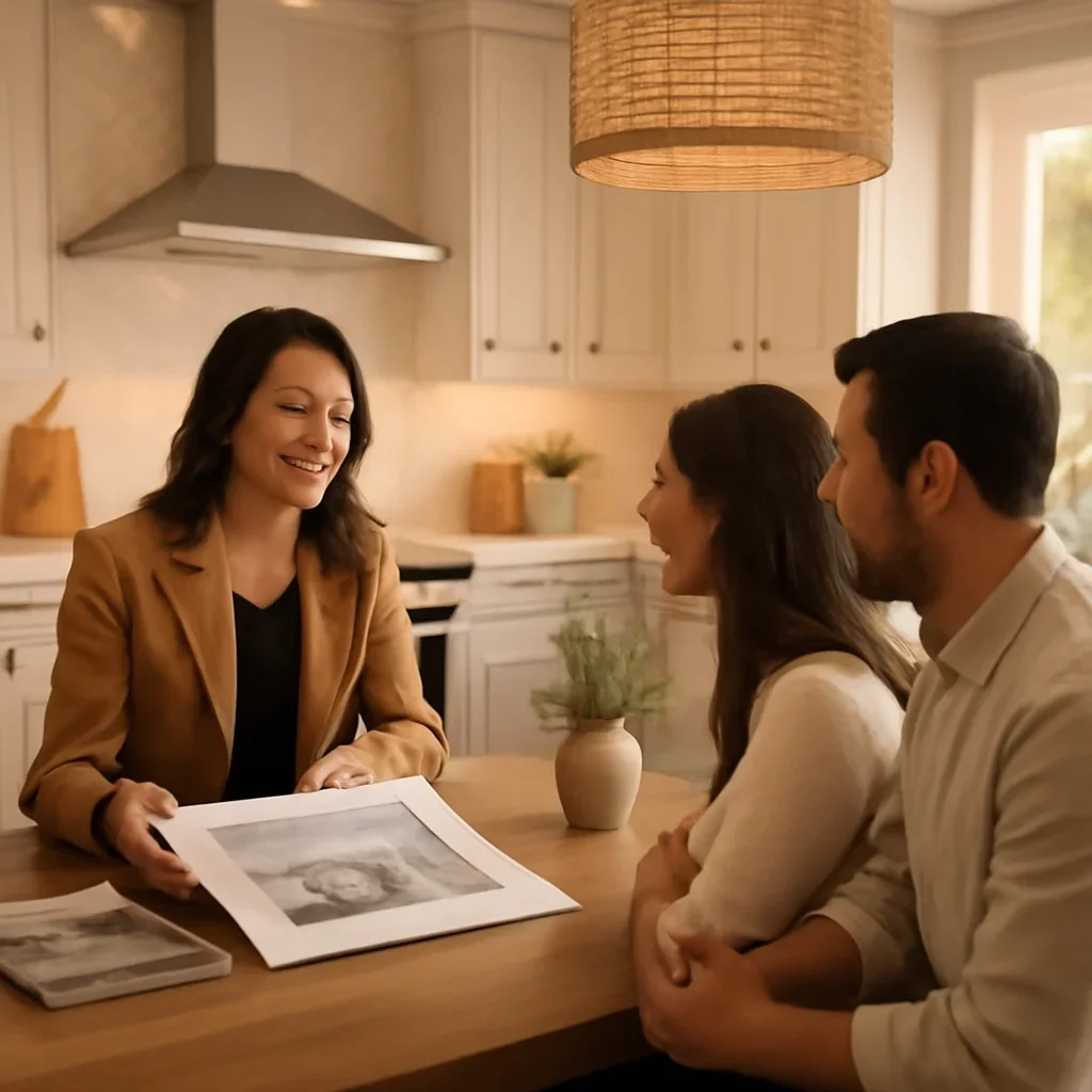 Warm consultation setting for a Kitchen Interior Design project