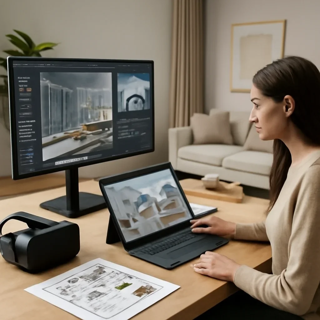 Metaverse Interior Design workflow and design deliverables in a polished interior setting