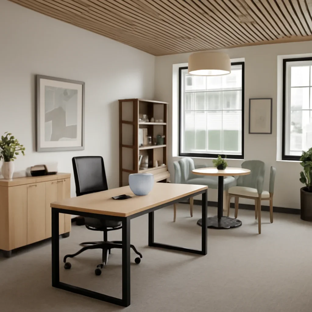 Office Interior Design layout and design details shown in a realistic interior scene
