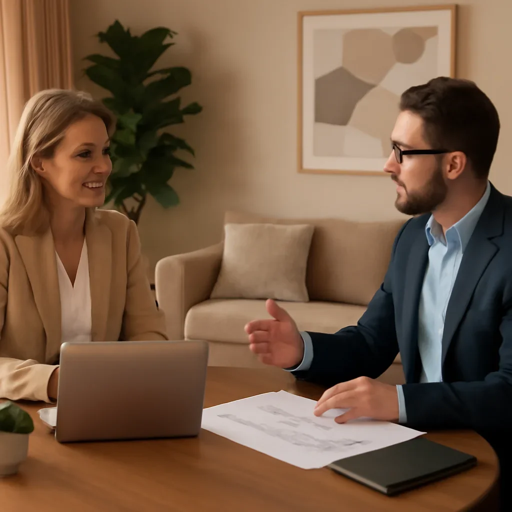 Professional consultation setting for real estate developers interior design planning