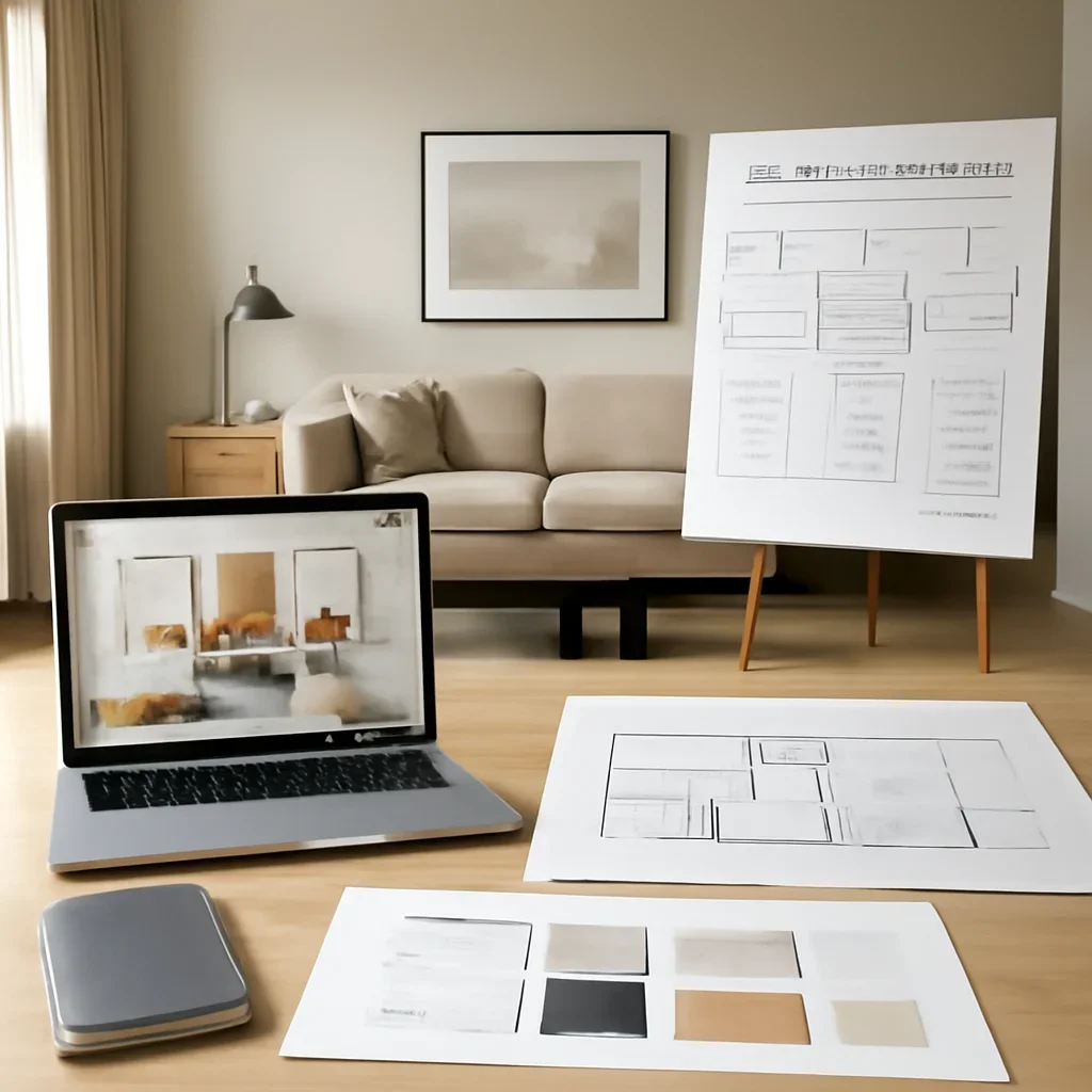 Renovation Design workflow and design deliverables in a polished interior setting
