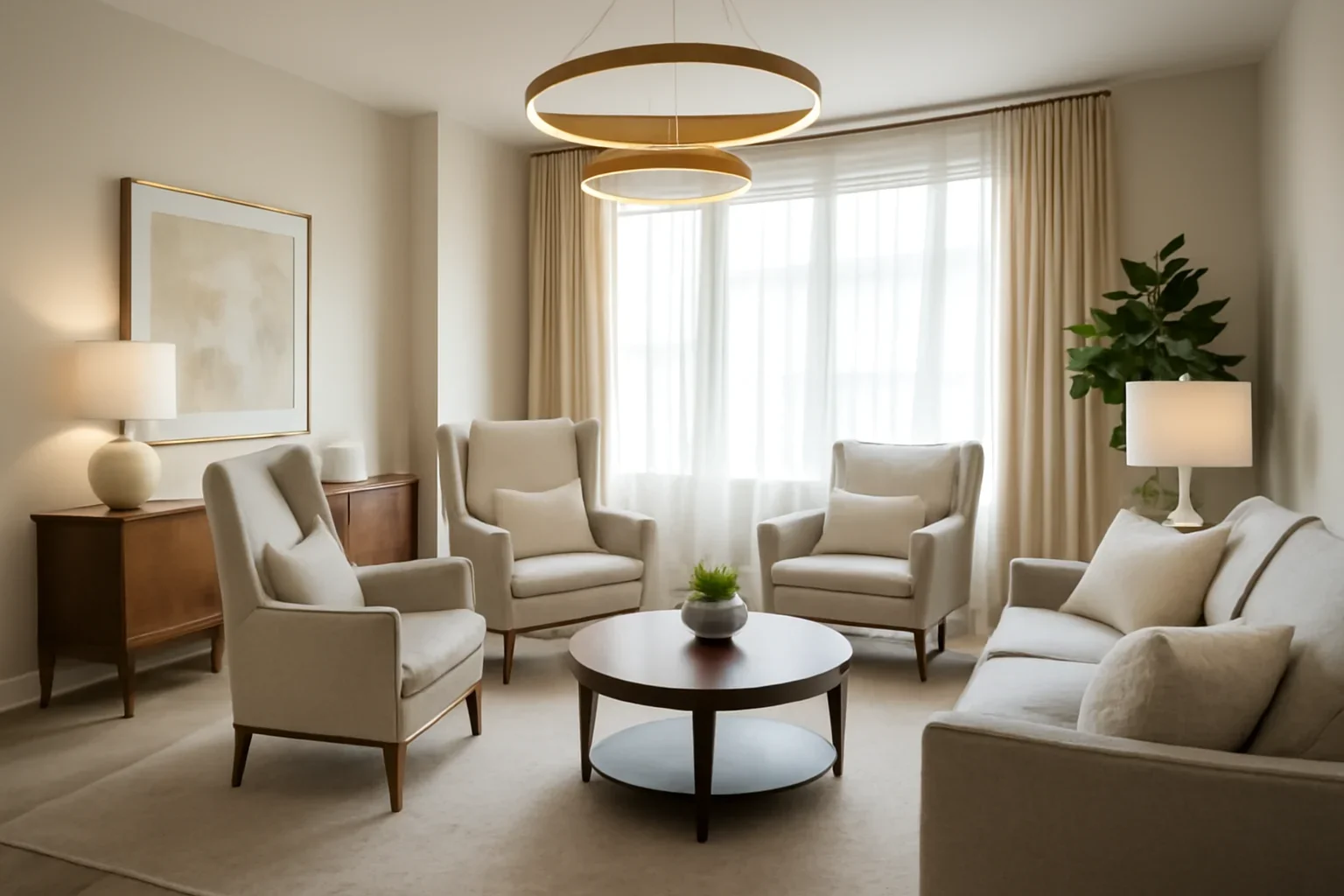 Interior design environment tailored for senior living with a polished professional look
