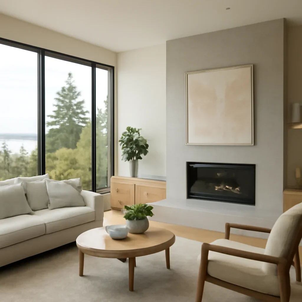 Interior scene suited to the types of spaces commonly designed in West Vancouver, BC